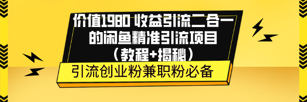 价值1980 收益引流二合一的闲鱼精准引流项目（教程+揭秘）